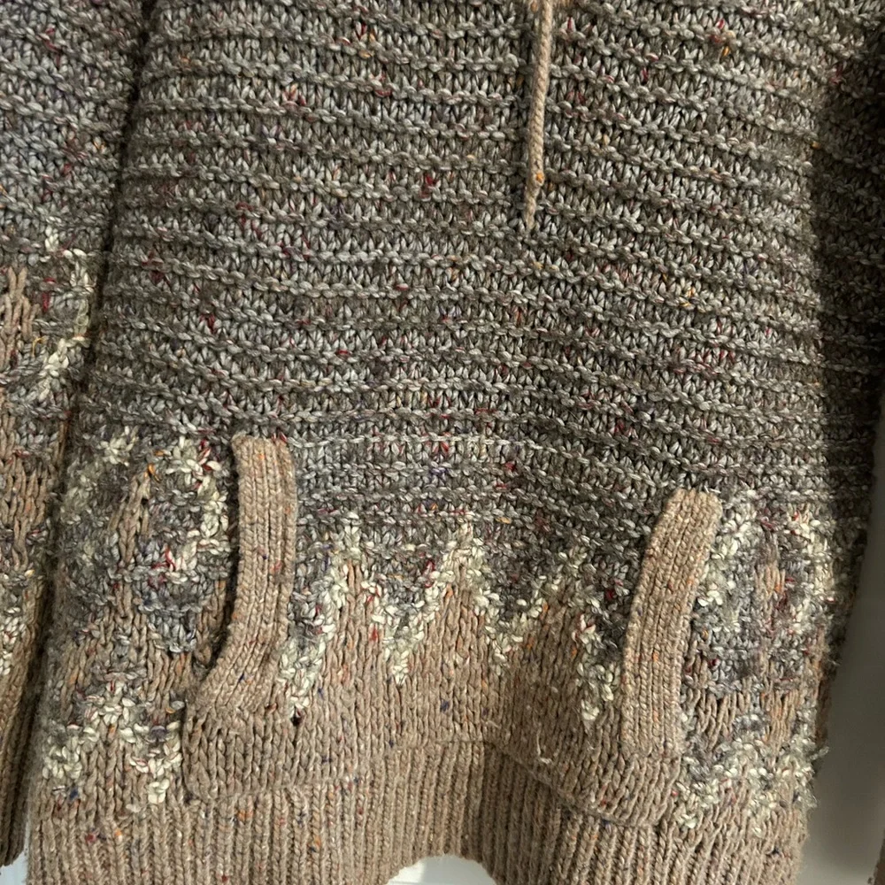 Free People Chunky Knit Sweater Gray Tan Size S - Picture 5 of 15